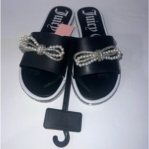 NWT Juicy Couture Women’s YasQueen Slides/Sandals Black Jeweled Size 8